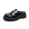 Męskie mokasyny typu mule, skórzane chodaki, buty typu slip-on, codzienne, odkryte, półdrag, buty imprezowe, gruba podeszwa, buty zwiększające wysokość