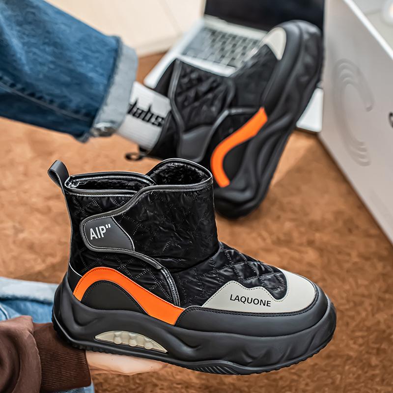 2024 New High Top Fleece Warm and Comfortable Snow Boots, Fashionable and Versatile Men's and Teenagers' Winter Cotton Shoes