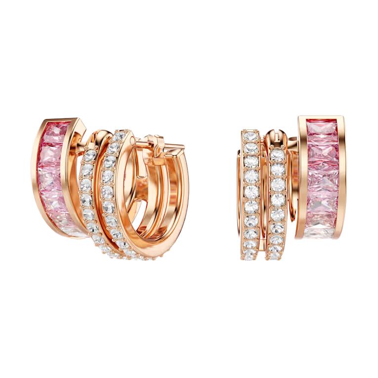 Swarovski Connexus Large Circle Hollow Ring Design Cubic Zirconia Earrings Unisex earrings Gold Pink 5741333 Box (Random Color)