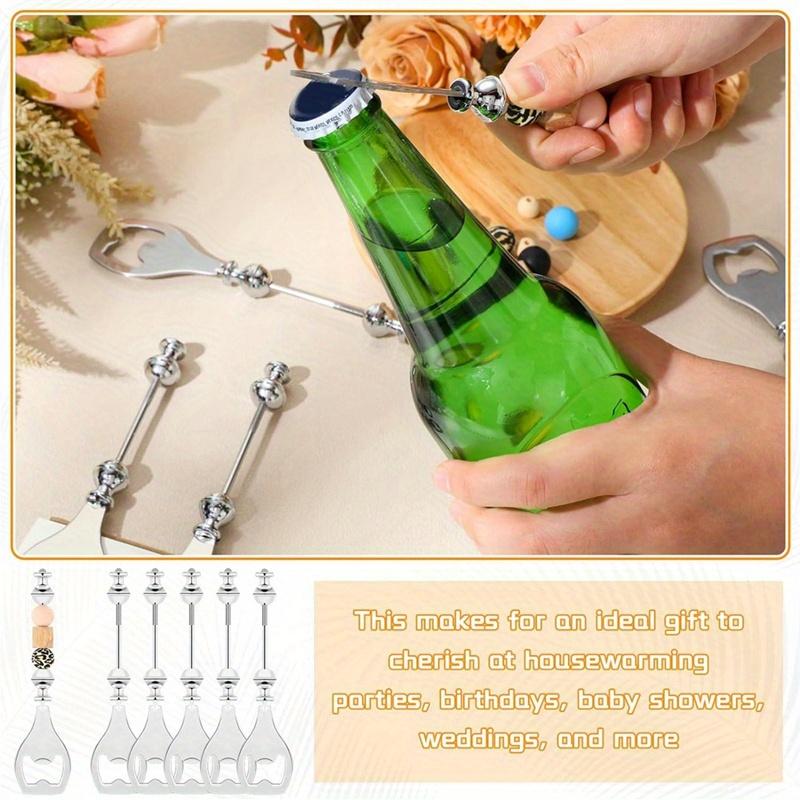 Stainless Steel Bottle Opener Customizable DIY Beaded Beer Opener for Kitchen Wedding Party Bar Home Restaurant Durable