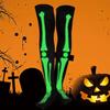 1 Pair Halloween Skeleton Gloves Night Luminous Cosplay Party Prop Unisex Scary Terrifying Fiver Fingers Halloween Party Ghost Gloves Skull Stockings