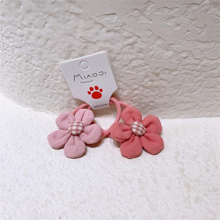 Kawaii Coffee Flower Bow Scrunchie Child Girl Kids Cute Elastic Hair Rubber Band Accessories Tie Hair Ring Rope Holder Headdress