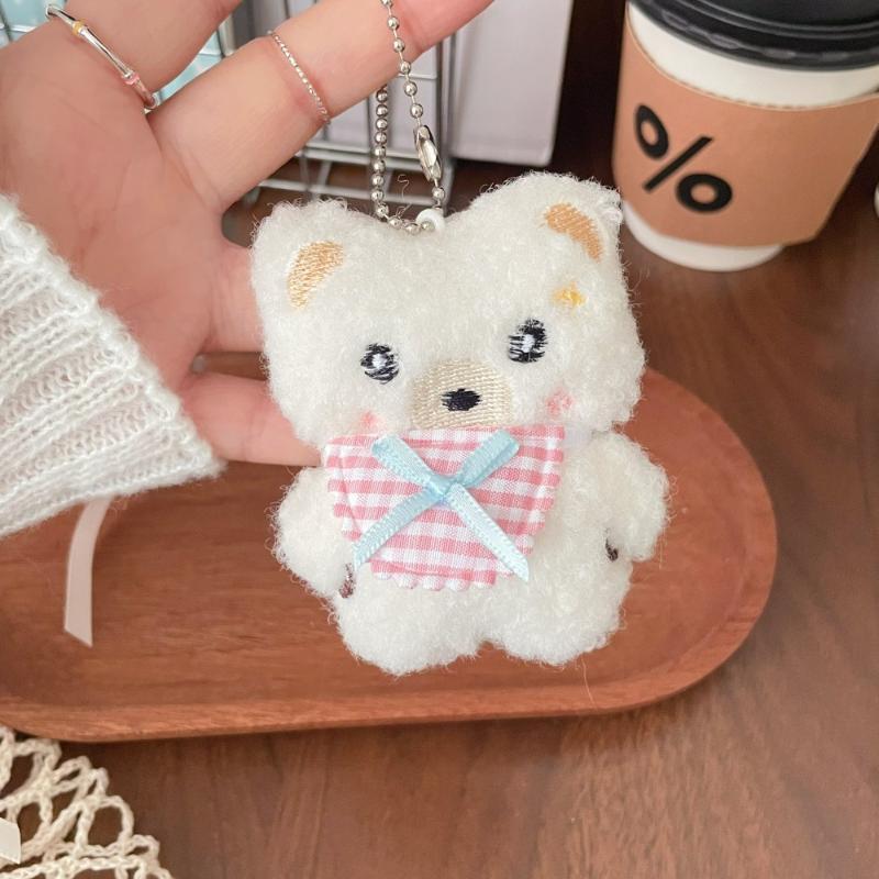 Soft Fluffy Plush Sheep Keychains Cute Embroidery Fruit Bow Design Great For Backpack Decor Gifts For Kids And Friends