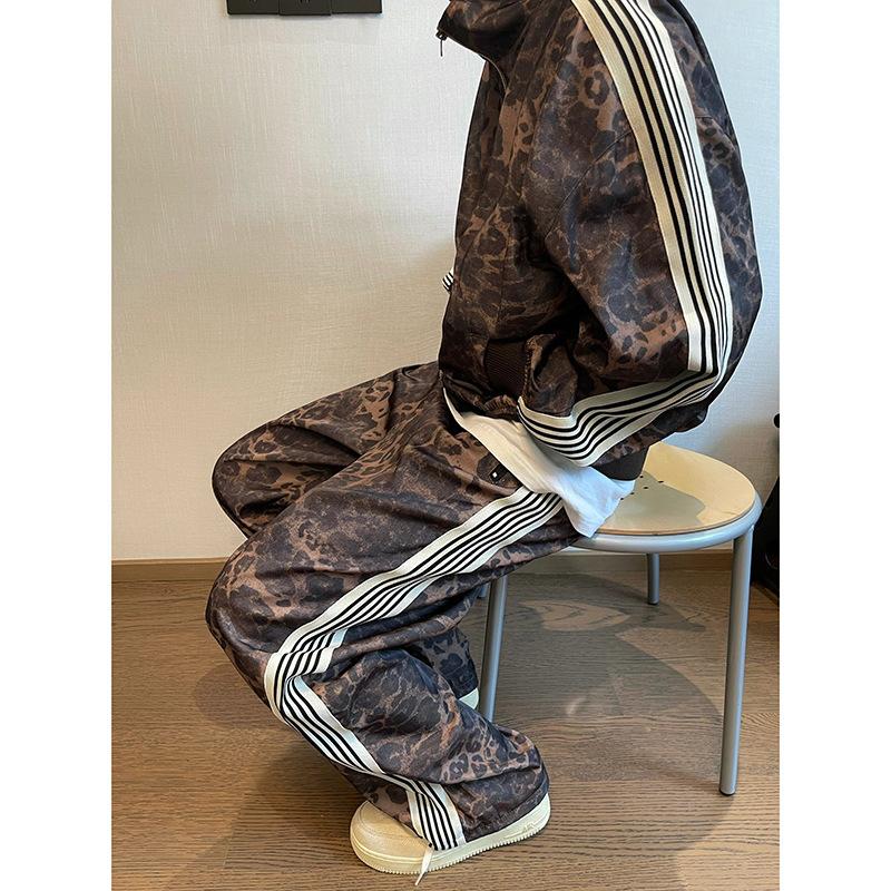 Women's Casual Suit, Stylish Loose Color-blocked Long-sleeved Zip-up Cardigan Sportswear