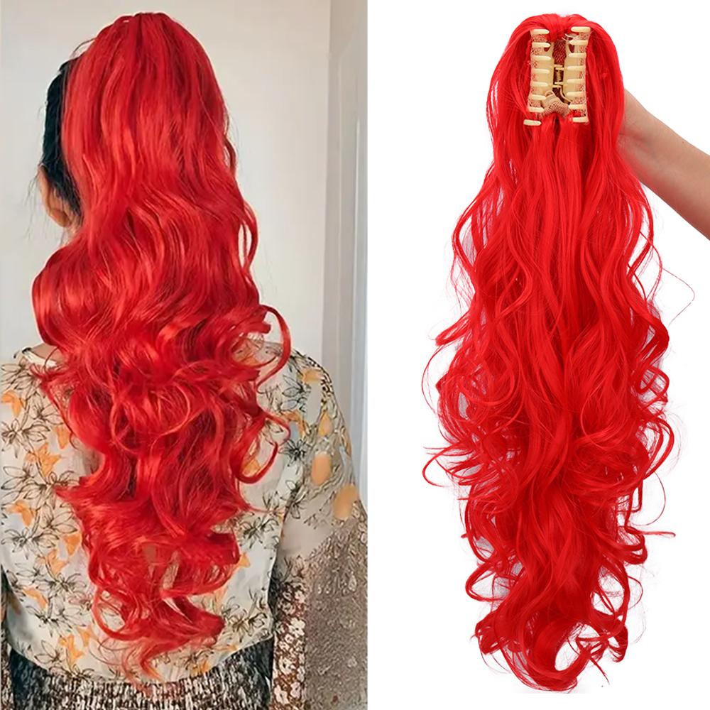 

XINRAN Synthetic Long Wavy Ponytail Hair Extensions Claw Ponytails Hairpieces For Women Wear 65cm