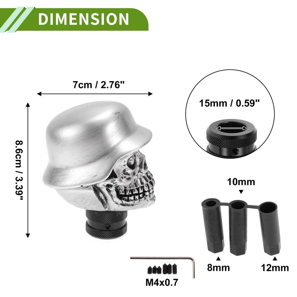 HOPESPANNER 8.6cm Skull Shift Knob Universal Gear Shift Knob Resin Stick Shifter Lever Knob