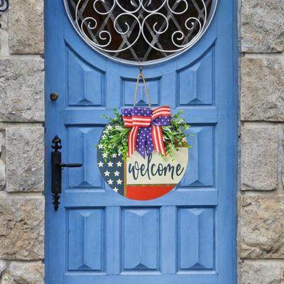 Welcome Sign for Front Door Round Wreath Indoor Outdoor Patio Porch