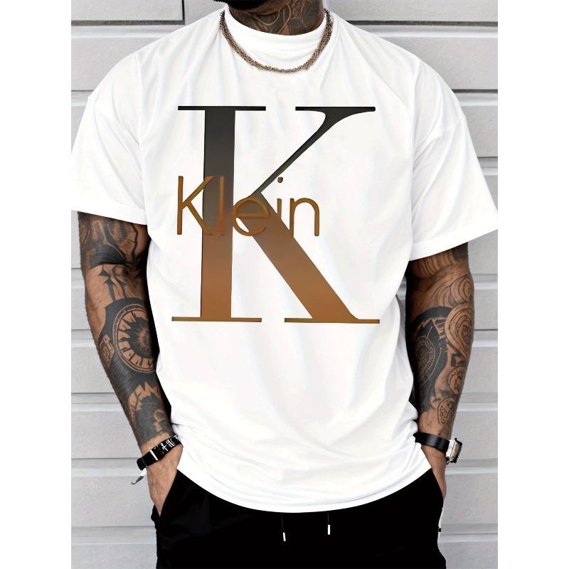 Taglie Europee T-Shirt Casual Trendy da Uomo con Grande Logo Stampa Moda Uomo Adulti Uomo Stile Streetwear Abbigliamento Casual