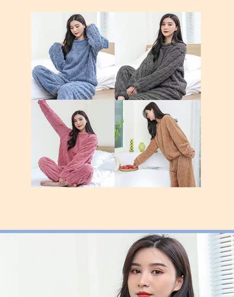 2025 Winter Jacquard Flannel Set: Unisex Thick Warmth-Keeping Couple Homewear