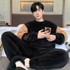 Winter, Coral Fleece, Pajamas, Men's Clothing, Thickened Fleece, Round Neck, Long Sleeved Pants, Suits, Home Clothes