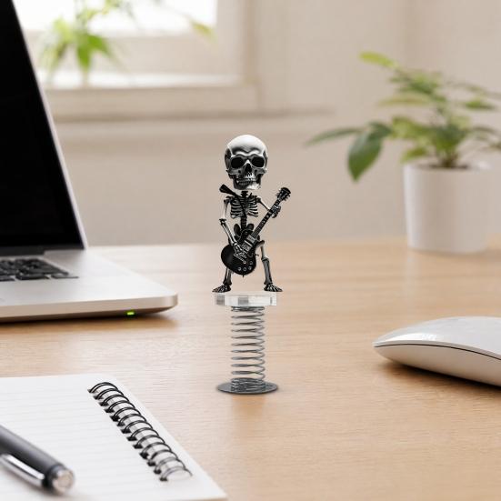 Skull Spring Car Rocking Skull Figurine Acrylic Swaying Skeleton Dashboard Decor