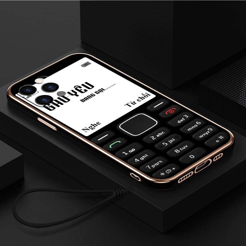 

Роскошный чехол для телефона из ТПУ с ремешком для iPhone 6 6s 7 8 Plus SE XR XS 11 12 13 14 15 Pro Max Мягкие чехлы A45 Забавная ретро-кнопка Художественный дизайн