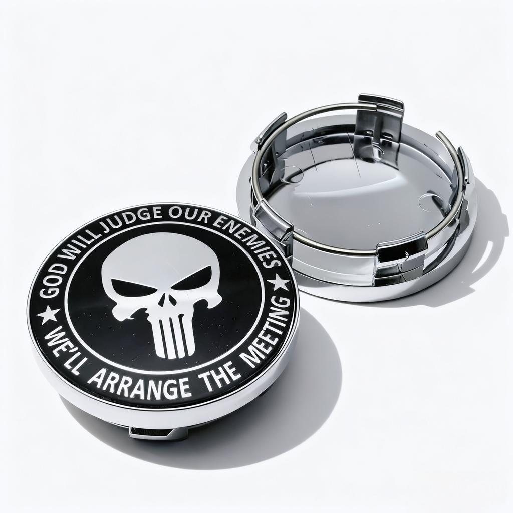 4pcs Skull Logo Emblem Badge Car Wheel Center Caps OD 58MM ID 54MM Wheels Hub Cap Rim Hubcaps Dust Cover Replace Car Accessories
