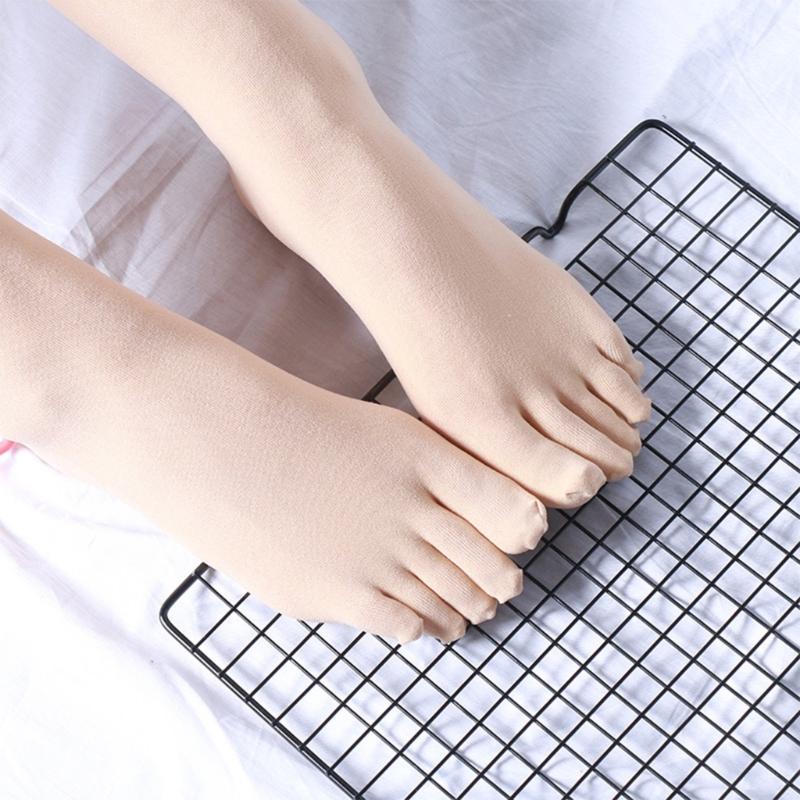 Breathable Split Toe Knee Length Long Socks For Women Sweat Absorbing Toe Separation Stockings with Ribbed Elastic Cuffs