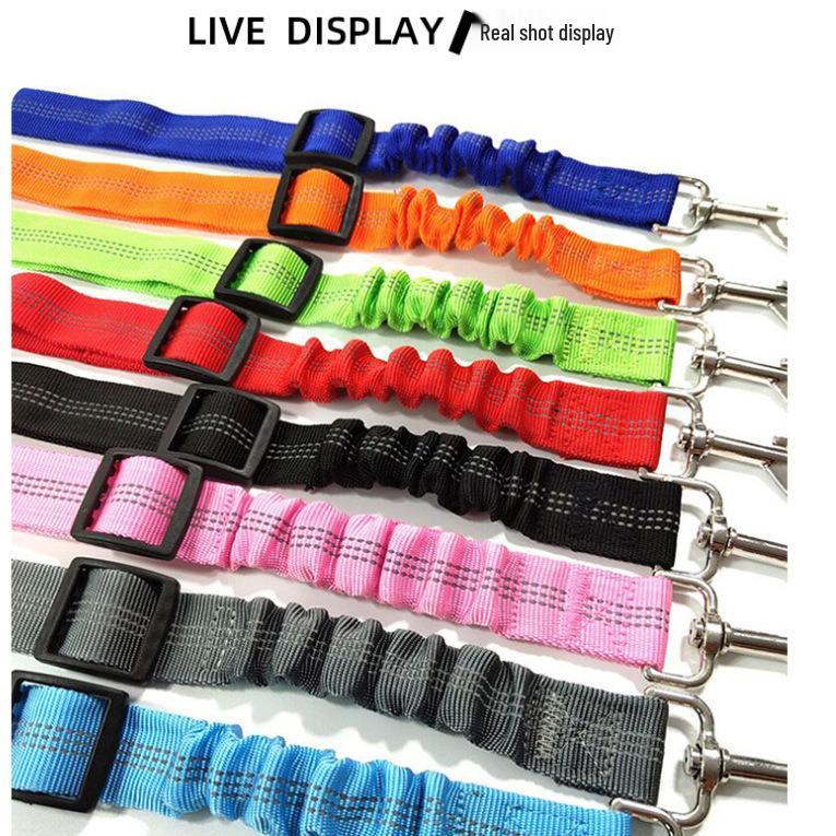 Lesă reflectorizantă retractabilă pentru câine și pisică, centură de siguranță auto cu tampon elastic de siguranță