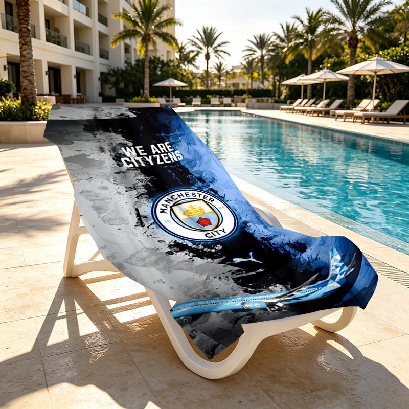 Manchester City FC Druck Strandtuch Design, Weich, Leicht. für Zuhause, Badezimmer, Spa, Pool, Yoga, Surfen, Camping, Geschenk für Familie, Freund