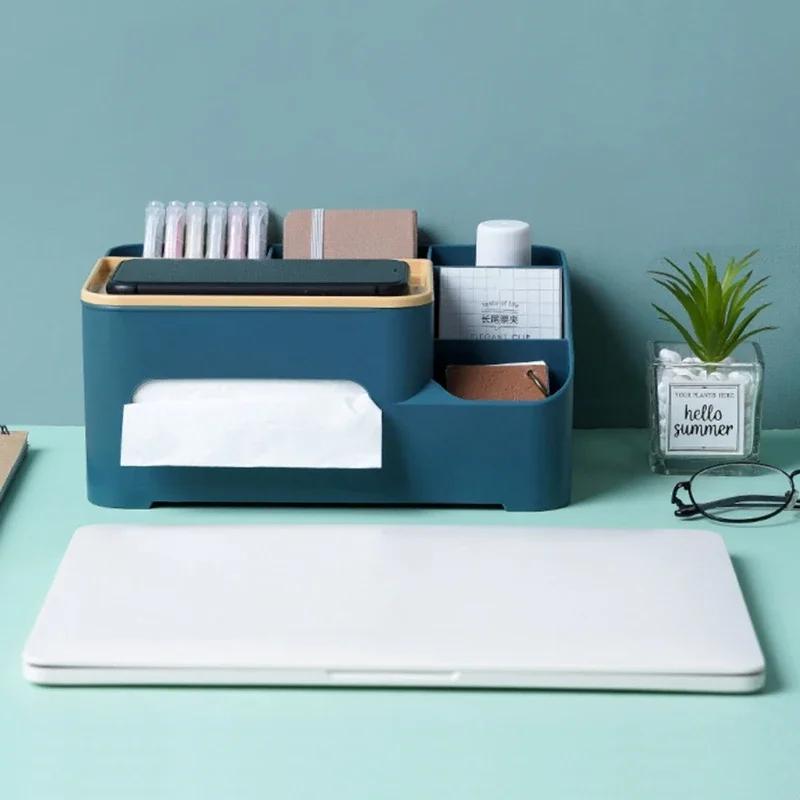 Multifunctional Tissue Storage Box Cover Napkin Holder Sundries Ontainer Stationery Organizer for Bedroom Office Bathroom Vanity