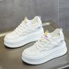 Spring and Summer Thick-soled Inner Height Increase Casual Shoes Women's Small Man Cm Thin Women's Shoes Mesh Breathable White