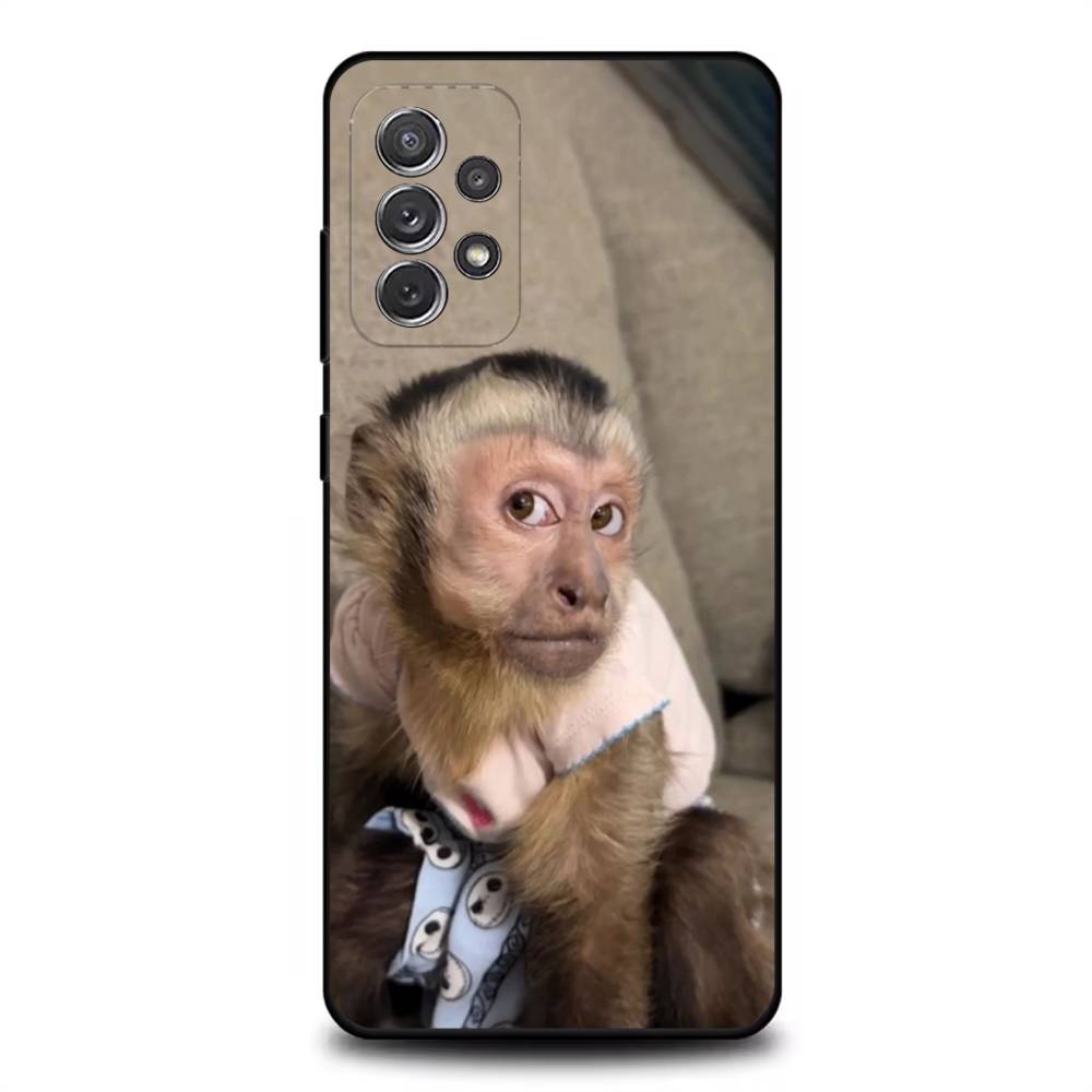Funny Monkey Phone Case For Samsung S25,S24,S21,S22,S23,S30,Ultra,S20,Plus,Fe,Lite,Note,10,9,5G Black Cover