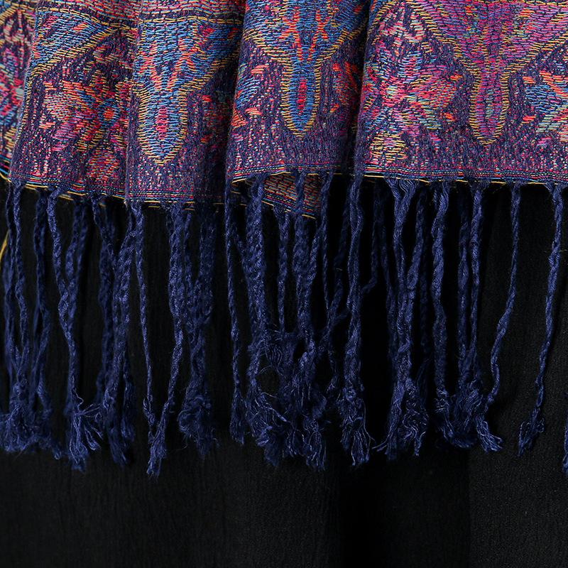 Amazon Jacquard Scarf Ladies Pashmina Spring And Summer Imitation Cashmere Shawl Scarf Dual-Purpose Ladies Keep Warm