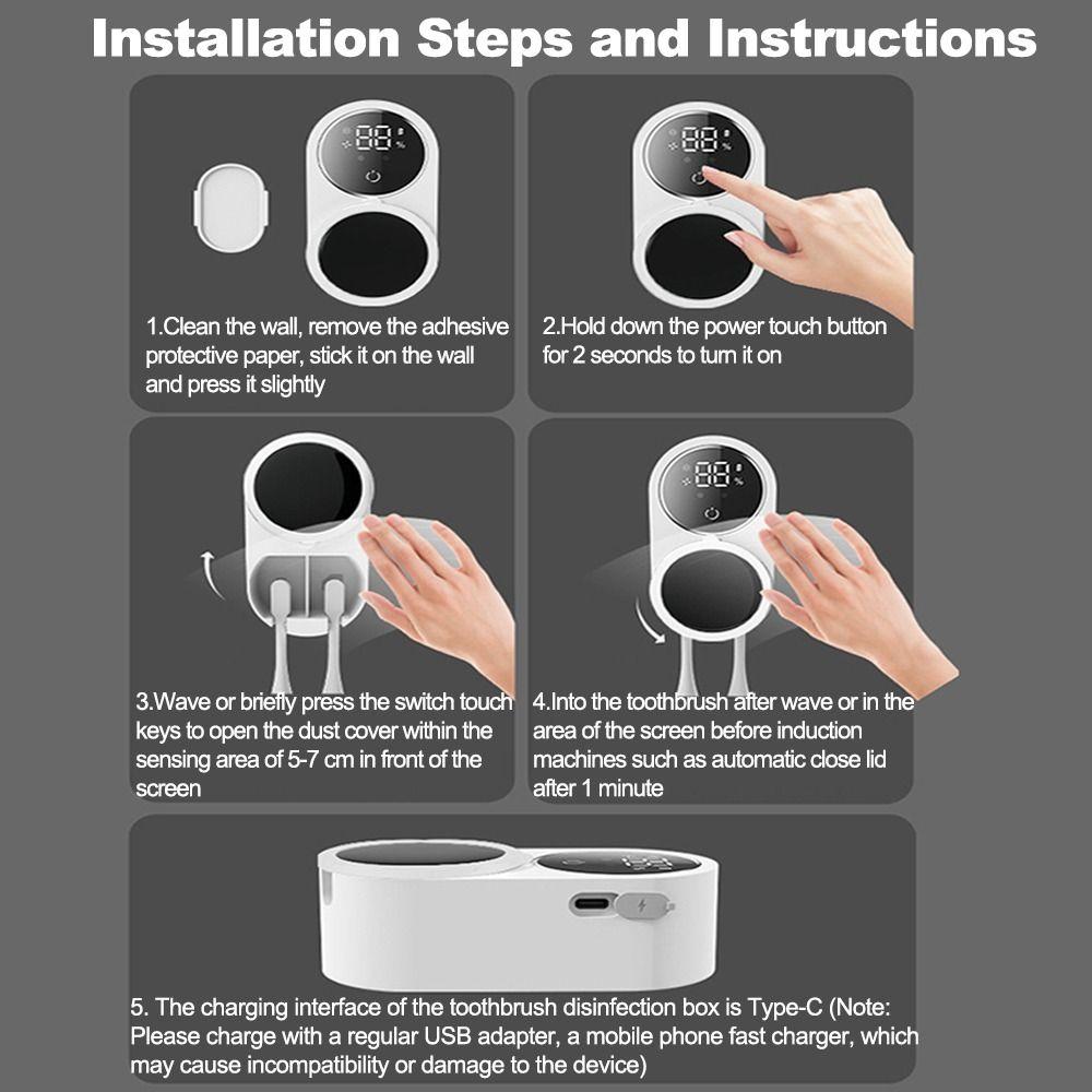 Electric Shelf Smart Toothbrush Rack No Punching Smart Toothbrush Sterilizer  For Home