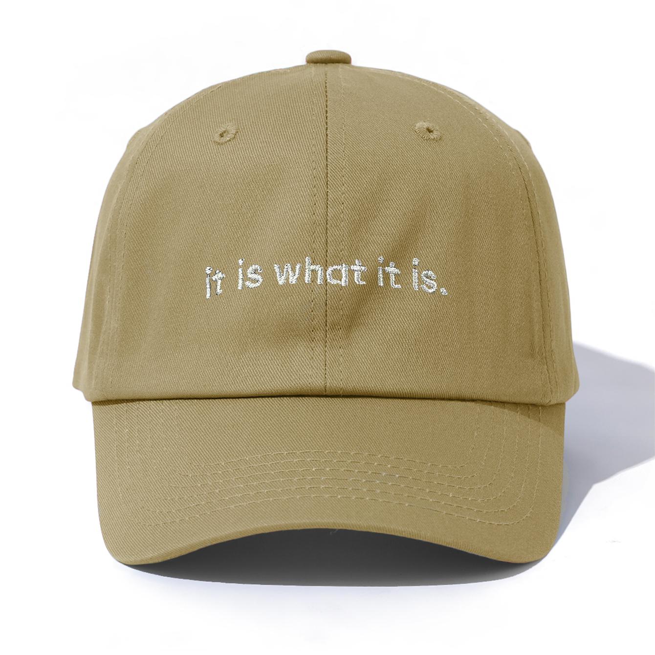 

1pc it is what it is Embroidery Baseball Cap for Adults,Minimalist Retro Style Casual Soft Adjustable Dad Hat,Perfect As Gift хаки