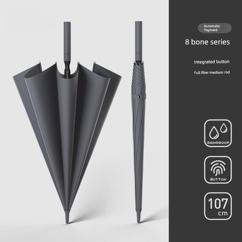 Storm-Resistant Umbrella with Long Handle for Men, Large Rain Umbrella, Reinforced, Sturdy and Durable, Fiber Straight Umbrella, Enlarged