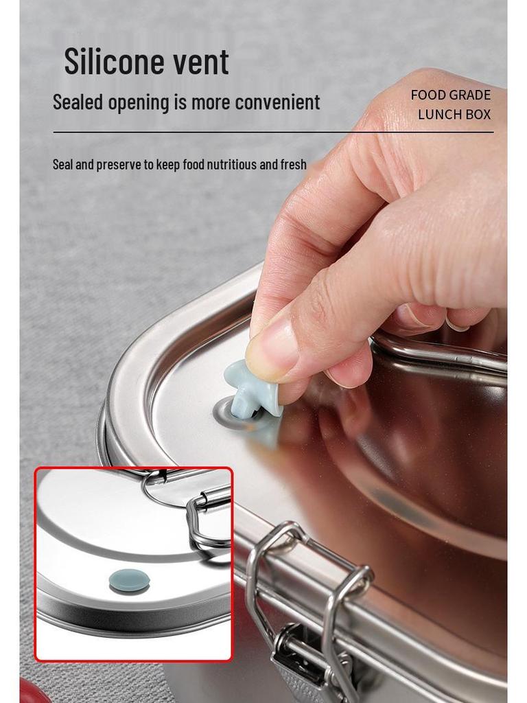 304 Stainless Steel Bento Lunch Box with Lid & Handle - Portable, Sealed Meal Container for Students & Office Workers