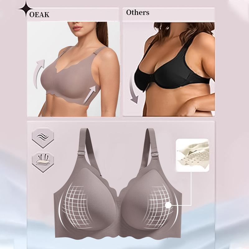 Leopard Print Bra Large Size Underwear Women's Jelly Glue Thin Seamless Steel Rim Bra