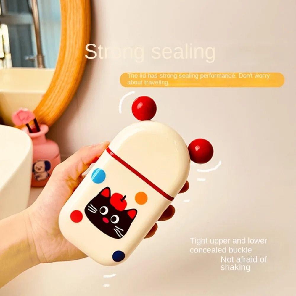 Creative Cute Cat Soap Box Cartoon Self Draining Travel Soap Dish Leak-Proof Portable Soap Container Bathroom Accessories
