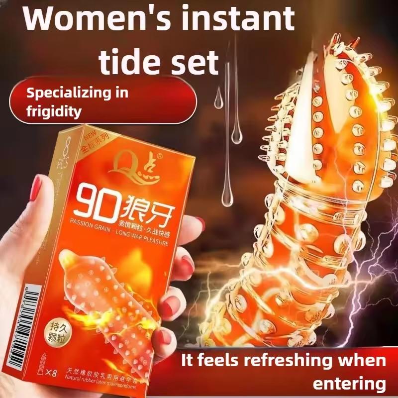 Big Particle Long Lasting Delay Condoms for Men Couple Continuous Orgasm Vaginal Stimulation Granules Natural Latex Penis Sleeve