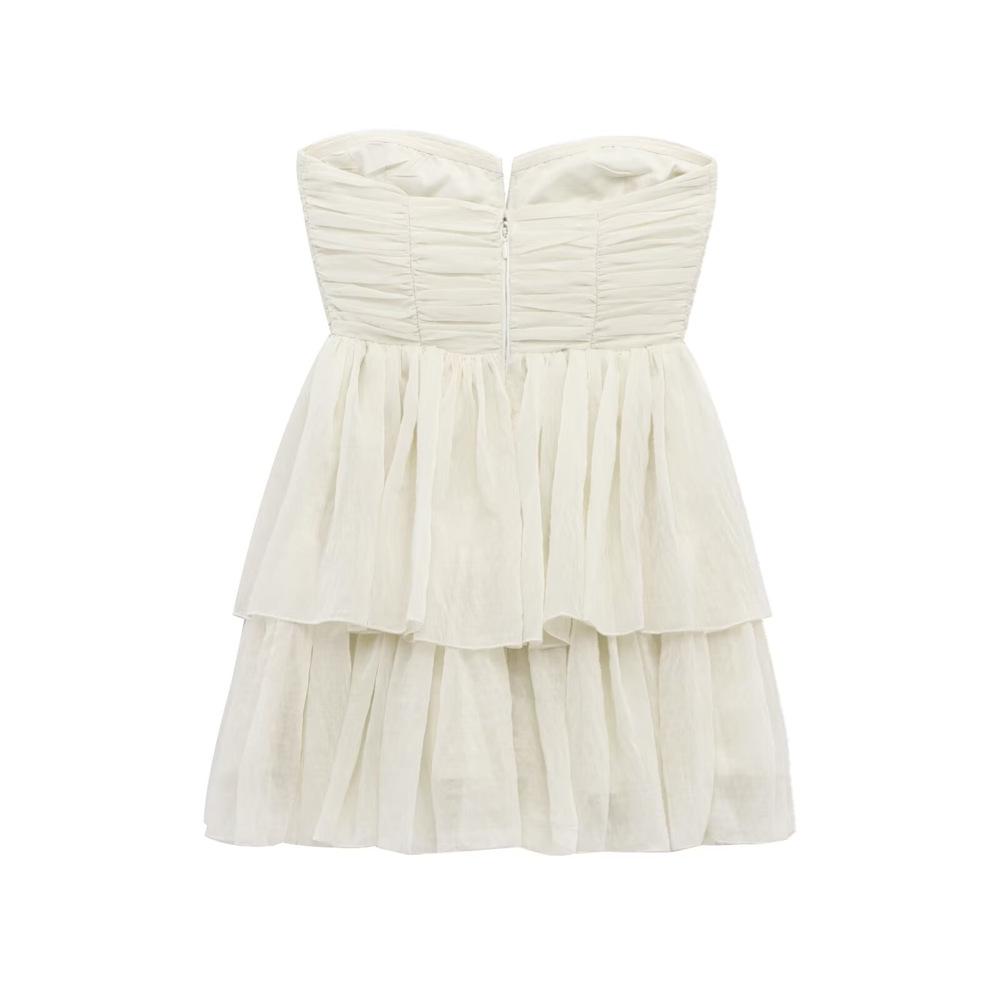 2025 Spring/Summer Women's Slim Strapless Mesh Dress