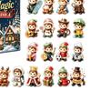 Winter Village Theme Gift Box Magic Elf Advent Calendar, 24 Day Acrylic 2D Ornament Set with Christmas Ornaments Cute Mini Figures, Tree Hanging