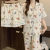 Cloud Cotton Cartoon Pony Pajamas: Women's 2026 Summer Three-Piece Set, Short Sleeve, Fun & Cute Homewear