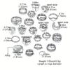 23pcs Fashion Silver Color Pearl Rings Set For Women Cross Butterfly Leaf Evil Eye Patterns Mix And Match Daily Outfits Jewelry