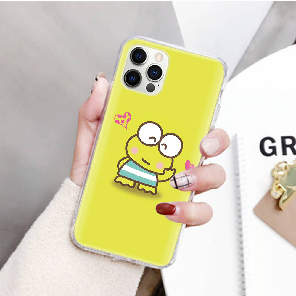 JZ2 Kerokero Keroppi Transparent Case for Samsung A04 A14 A23 M33 M53 Realme 10 9 C35 C55 VIVO Y02 X80 Infinix Hot 30 Note 11 Tecno Spark 8P Pro