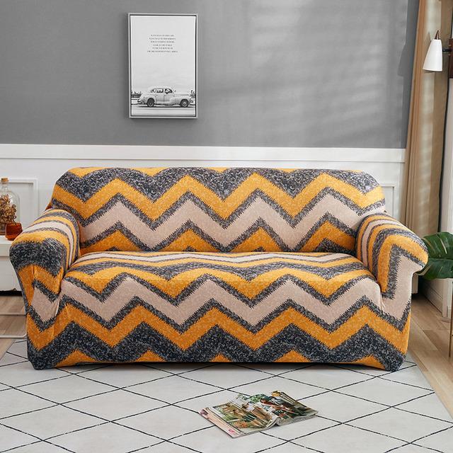 Elastic Triangle Pattern Sofa Cover Stretch Sofa Covers for Living Room Sofa Towel Slip -Resistant Fully -Wrapped Couch Cover