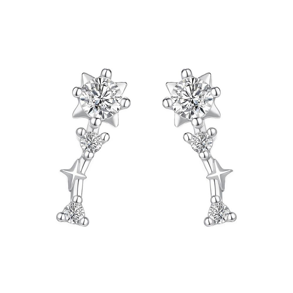 Korean Fashion Twelve Constellation Earrings for Women S925 Sterling Silver Exquisite Sparkling Zircon Earrings