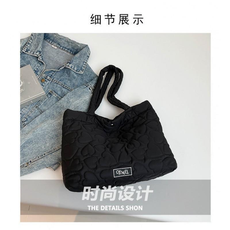 Korean Style Sweet Quilted Love Down Cotton Bag Girls All-matching Tote Light Casual Shoulder