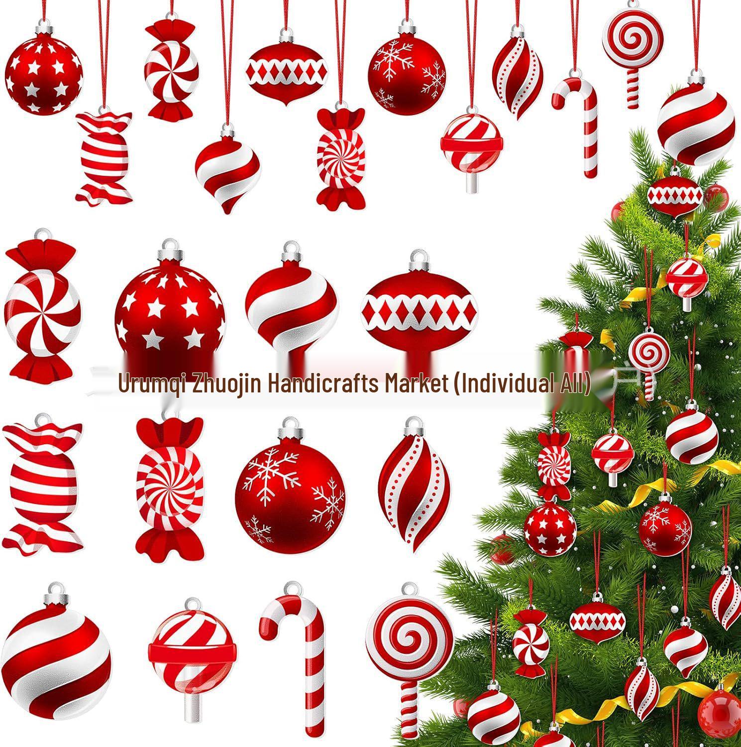 

DIY Christmas Tree Hanging Candy Cane & Lollipop Decorations 12-piece set