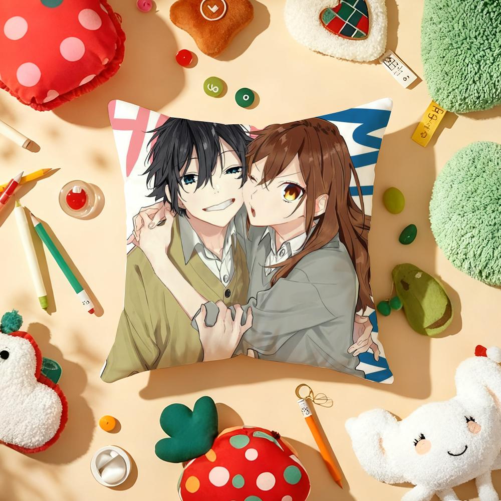 H-Horimiya Anime Cushion Cover Plush Fabric Soft Double-Sided Printed Sofa Warm Winter Home Gift Pillow Cover