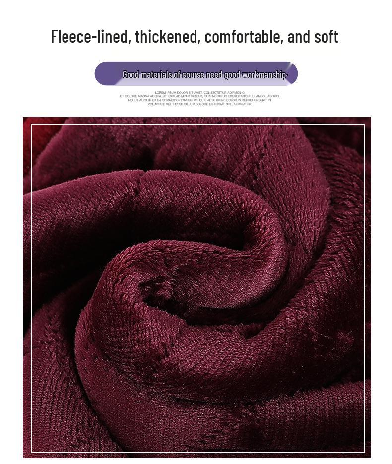 Embroidered Winter Plus Cotton Jacket for Middle-Aged & Elderly Women, Grandma and Mom, Velvet Lined for Cold Protection