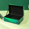 Elegant Flip-Top Glass Jewelry Box With Green Marble Storage Gift Case Necklaces Earrings Rings