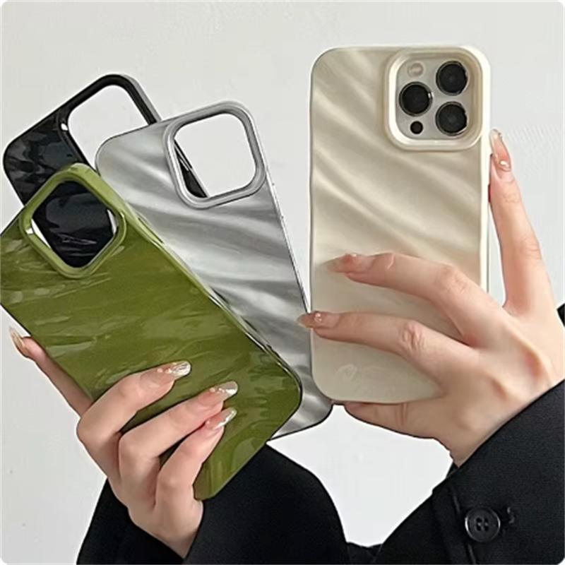 

Чехол для телефона с волнистым узором 6D Silk для iPhone 16 15 14 Plus 13 11 12 Pro Max X XS XR 7 8 Plus SE, противоударный защитный мягкий чехол на заднюю панель