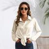 Moda primavera outono item quente real shot feminino cor sólida cetim complexion ding camisa feminina de manga comprida
