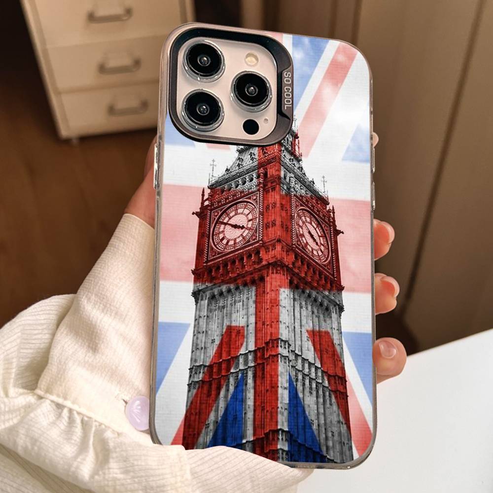USA & UK Flaggen Hülle für iPhone 17Air 16 15 14 13 12 11 Pro Max X XS XR Plus Bunte Silberne Handyhülle