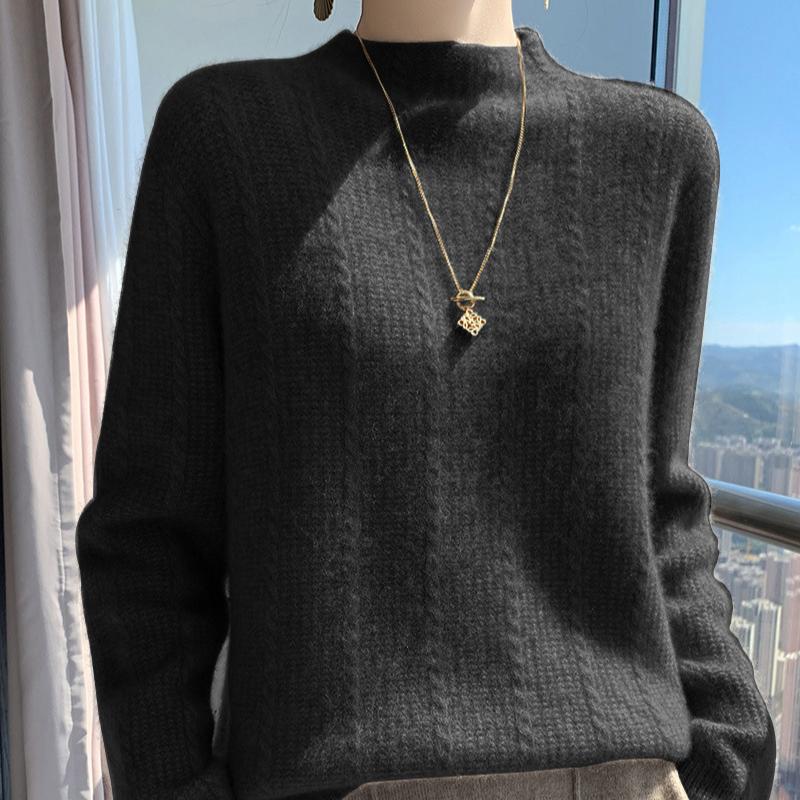 

Кардиган женский укороченный толстой вязки с маленьким воротником-стойкой и узором «мелкая косичка», из высококачественного кашемира плотной вязки XXL