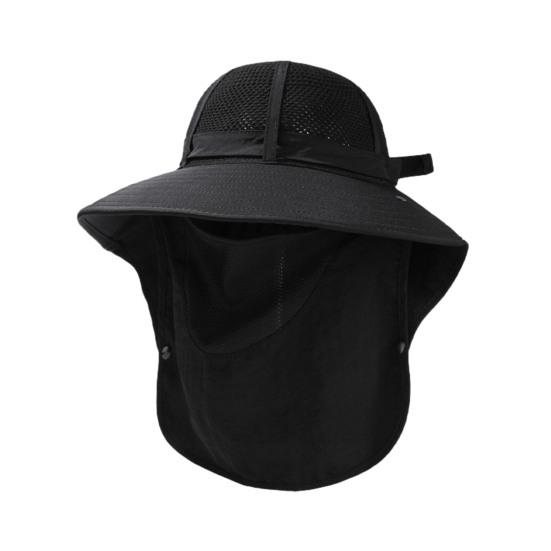 Summer Fisherman Hat, Wide Brim Adjustable Drawstring Bucket Hat, Outdoor Activity Hat with Shawl And Face Guard Design
