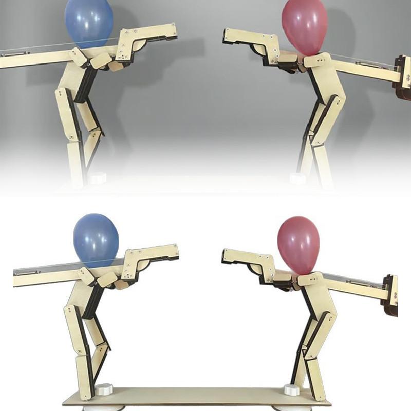 Wooden Manual Assembly Funny Shooting Puppets Balloon Game Children Toys Set