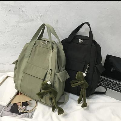 Women's Backpack Korean Style Harajuku Multifunction Travel Large Capacity Backpack Retro Solid Waterproof Bag Students Preppy